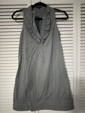 GAP Gray Ruffle-Front Sleeveless Dress